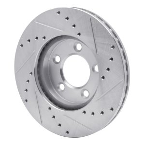 Ford Taurus Brake Rotor (1) - Front Left - R1 Concepts - Drilled & Slotted - Silver - `91-`00